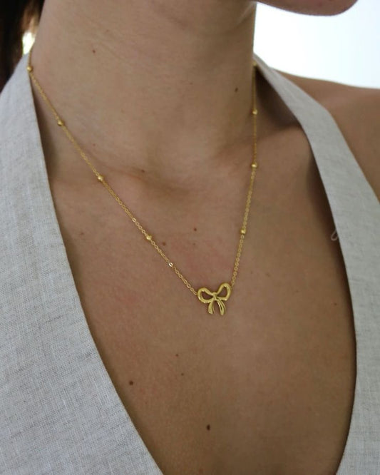 Charming Bow Bead Chain Necklace