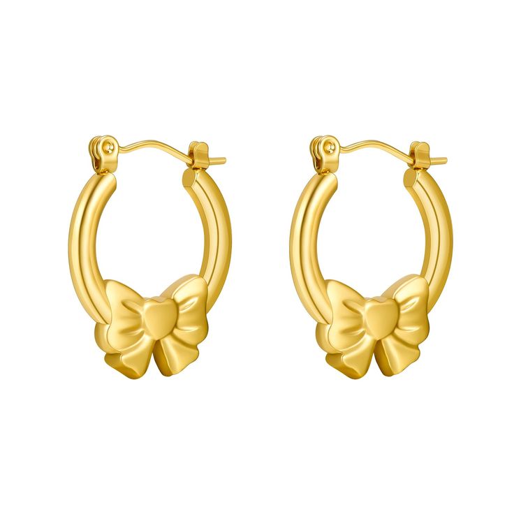 Golden Bow Bling Hoops