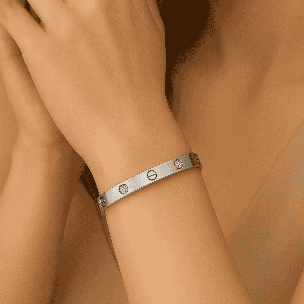 Stainless Steel Silver Toned Love Band Bangle Bracelet