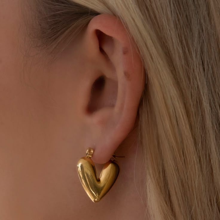 Golden Statement Heart Hoop Earring