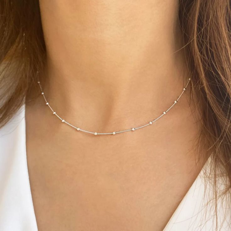 Silver Plated Beaded Chain For Women