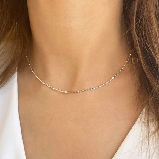 Silver Plated Beaded Chain For Women