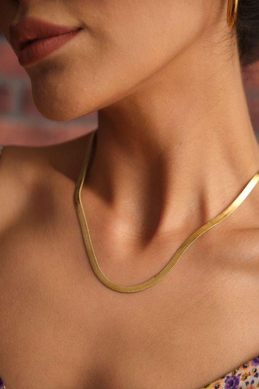 Sleek Snake Chain For Women - 18k Gold Plated - SubhagAlankar