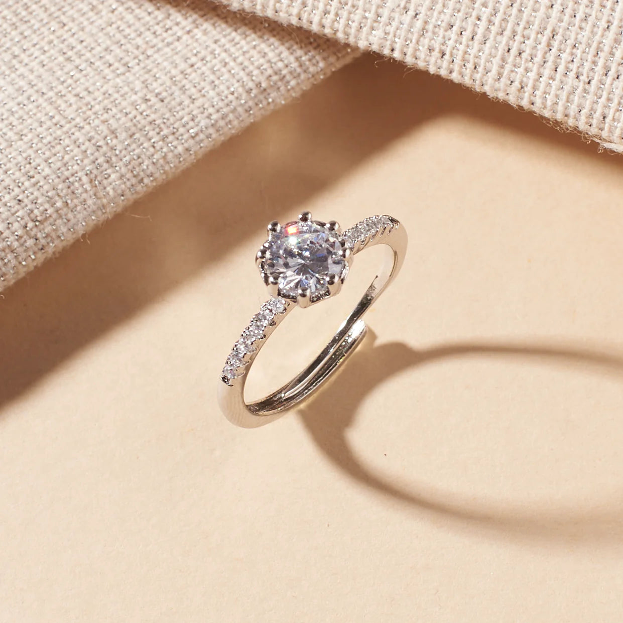 Silver Solitaire Promise Ring - SubhagAlankar