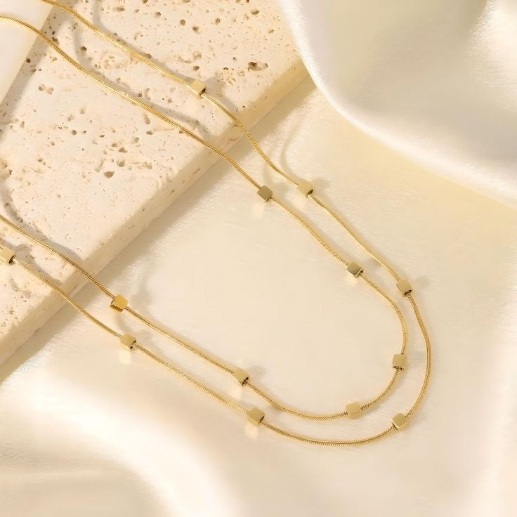 Duo Layer Beaded Chain Necklace