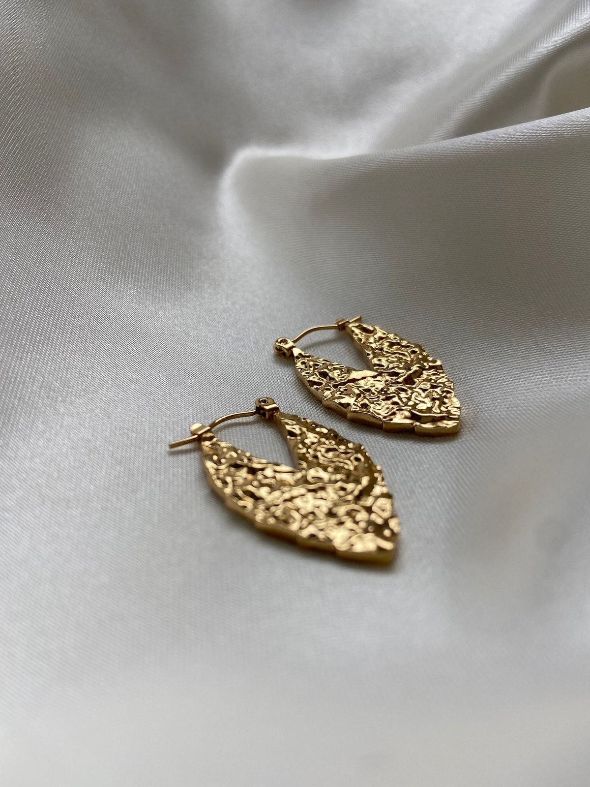 Hammered V Hoop Earrings