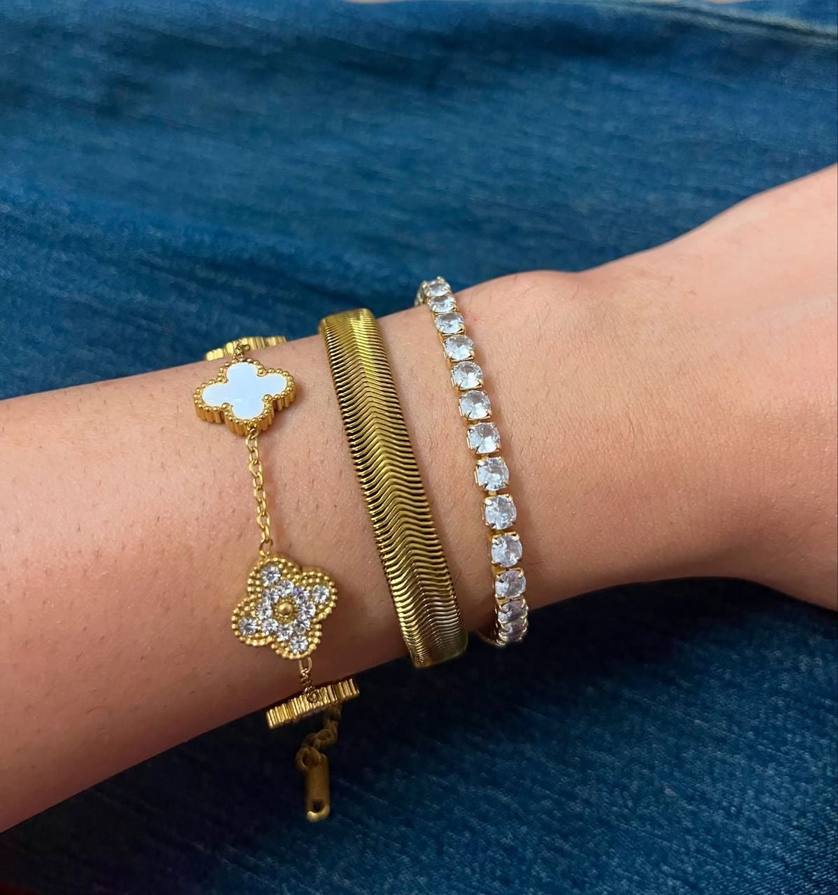 Wrist Goals -White Glitter Stack