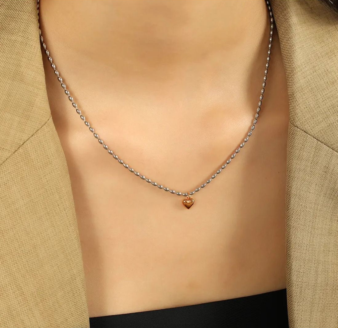 Elegant Silver Plated Mini Heart Necklace - SubhagAlankar