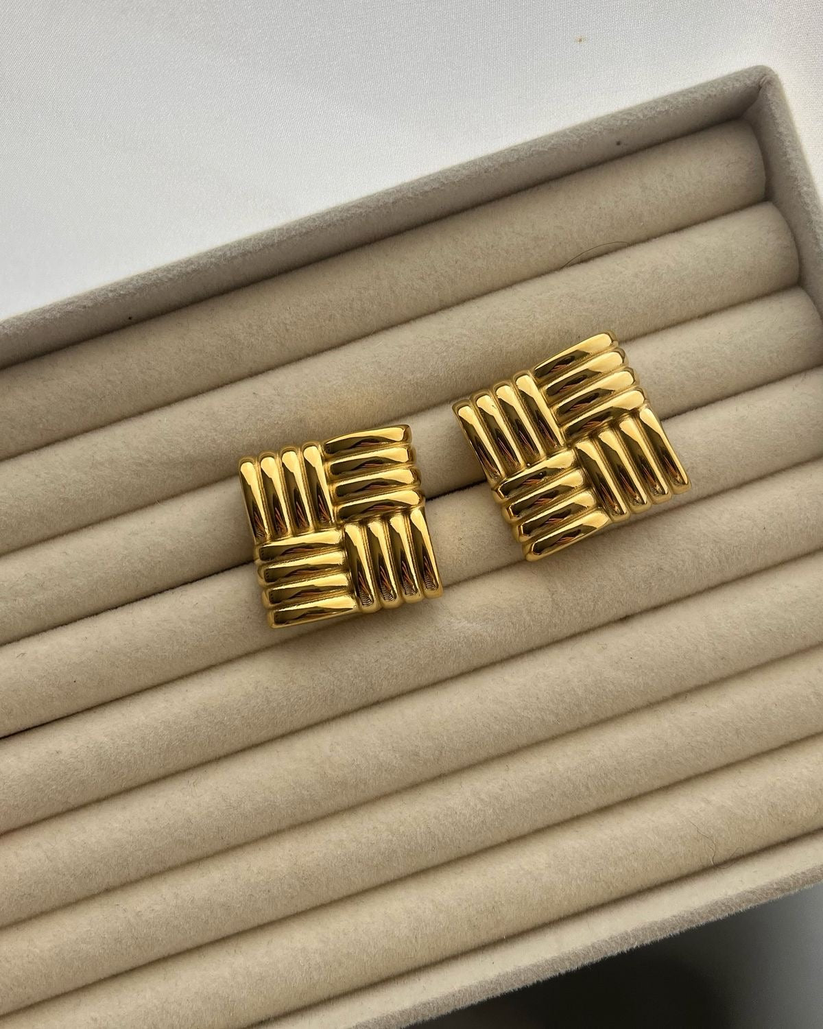 Golden Statement Matrix Studs