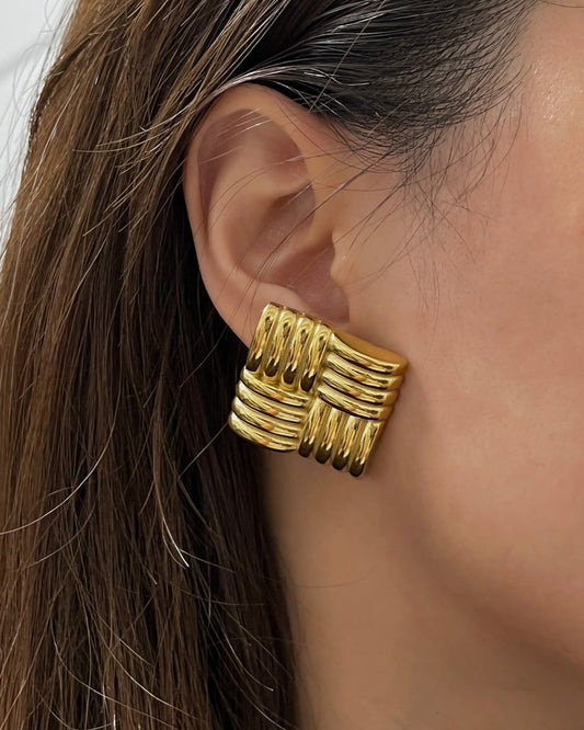 Golden Statement Matrix Studs