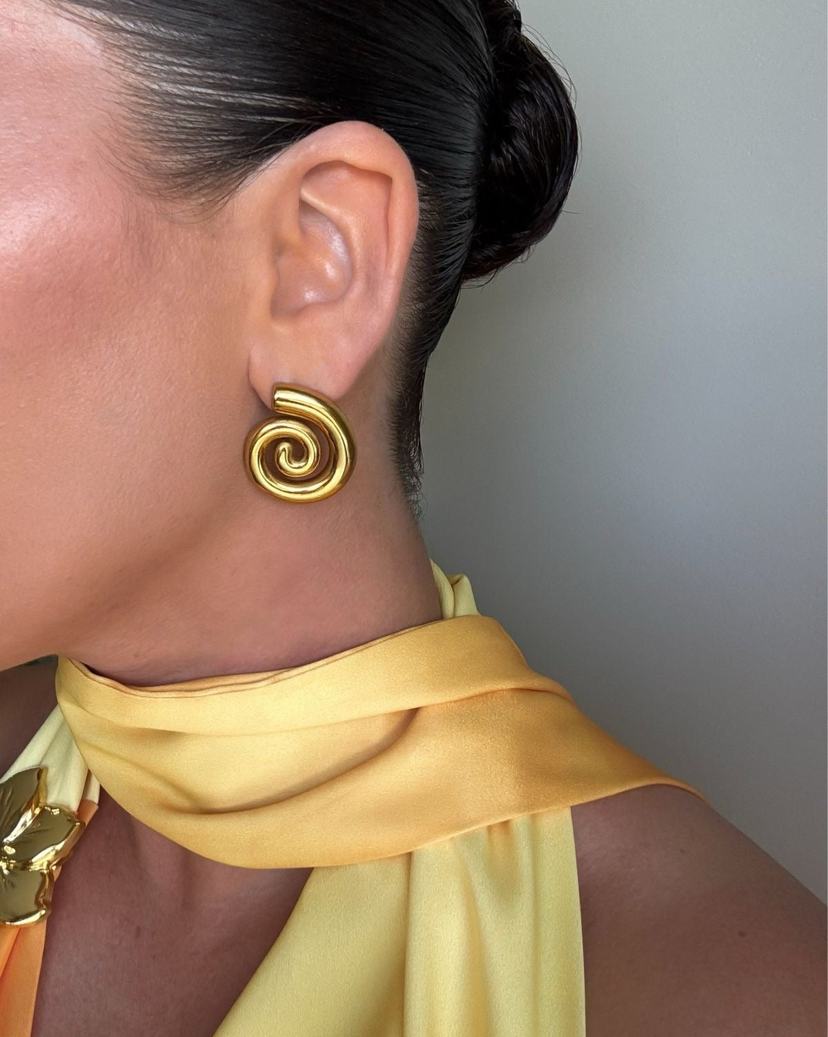 Golden Swirl Statement Earrings