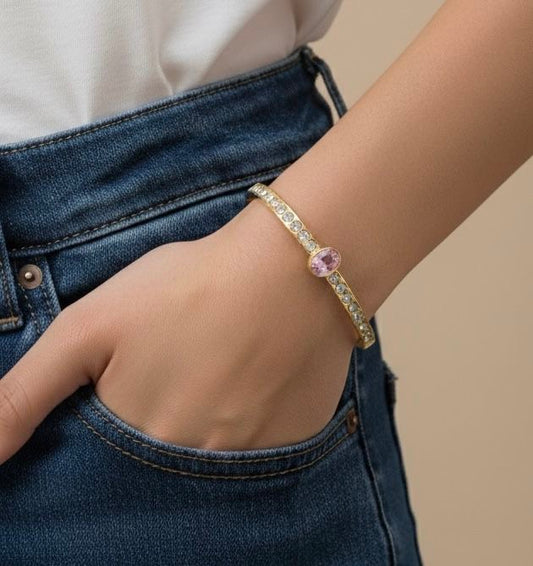 All Day Crystal - Pink Thin Wrist/ Baby Size bracelet