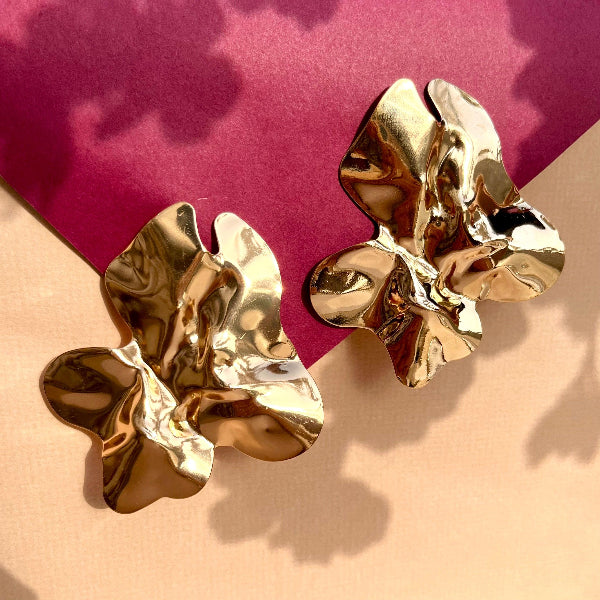 Sun-Kissed Leaf Earring - Statement - SubhagAlankar