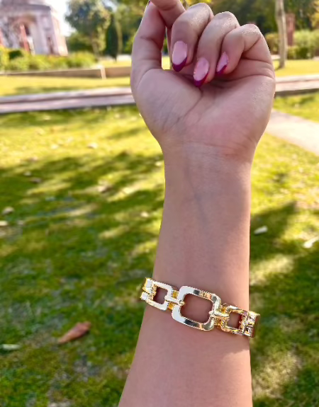 18K Gold Plated Square Link Bracelet - SubhagAlankar