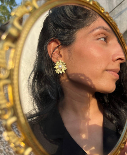 Sun Burst Gold Stud- Statement - SubhagAlankar