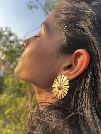 Sunlit Gold Stud - Statement - SubhagAlankar