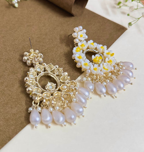 Pushpika Yellow Chandbali - SubhagAlankar