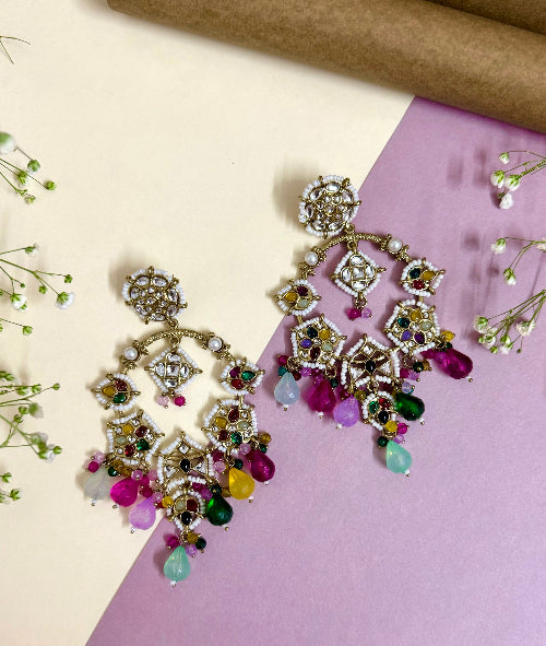 Panash Chandbali Earring - Multicolor - SubhagAlankar