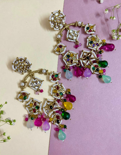 Panash Chandbali Earring - Multicolor - SubhagAlankar