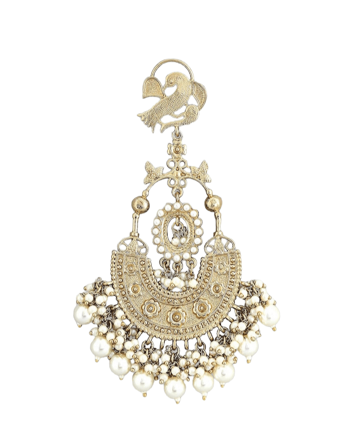White Pearl Chandelier Earrings - SubhagAlankar