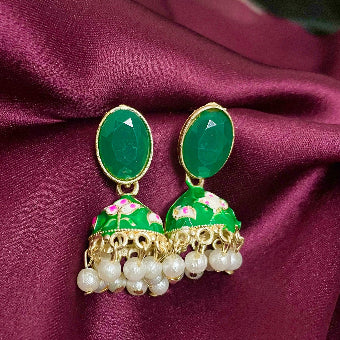 Esha Green Meenakari Jhumki - SubhagAlankar