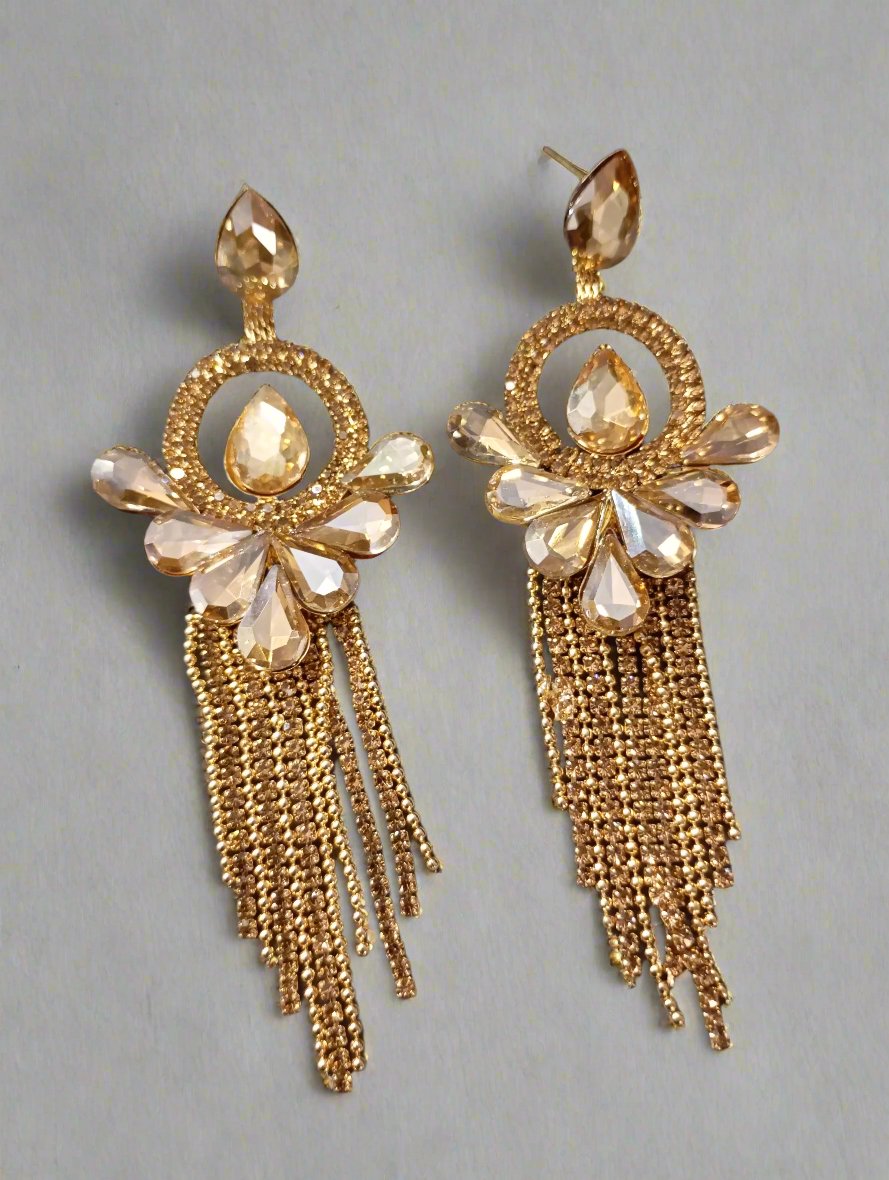 Gold Glam Tassel Dangles Earring - SubhagAlankar