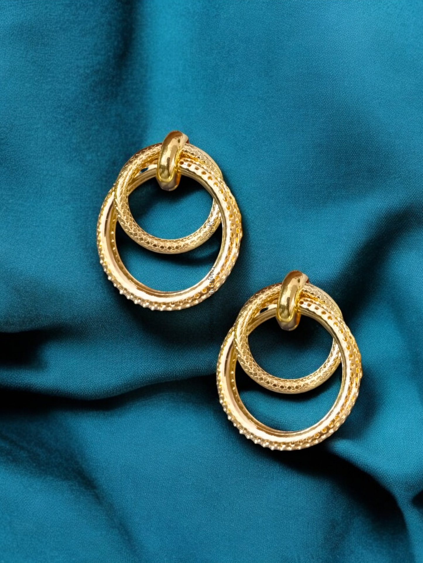 Twisted Interlinked Gold-Plated Circle Stud - SubhagAlankar