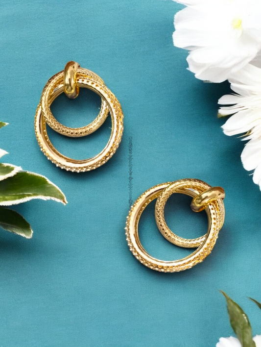 Twisted Interlinked Gold-Plated Circle Stud - SubhagAlankar