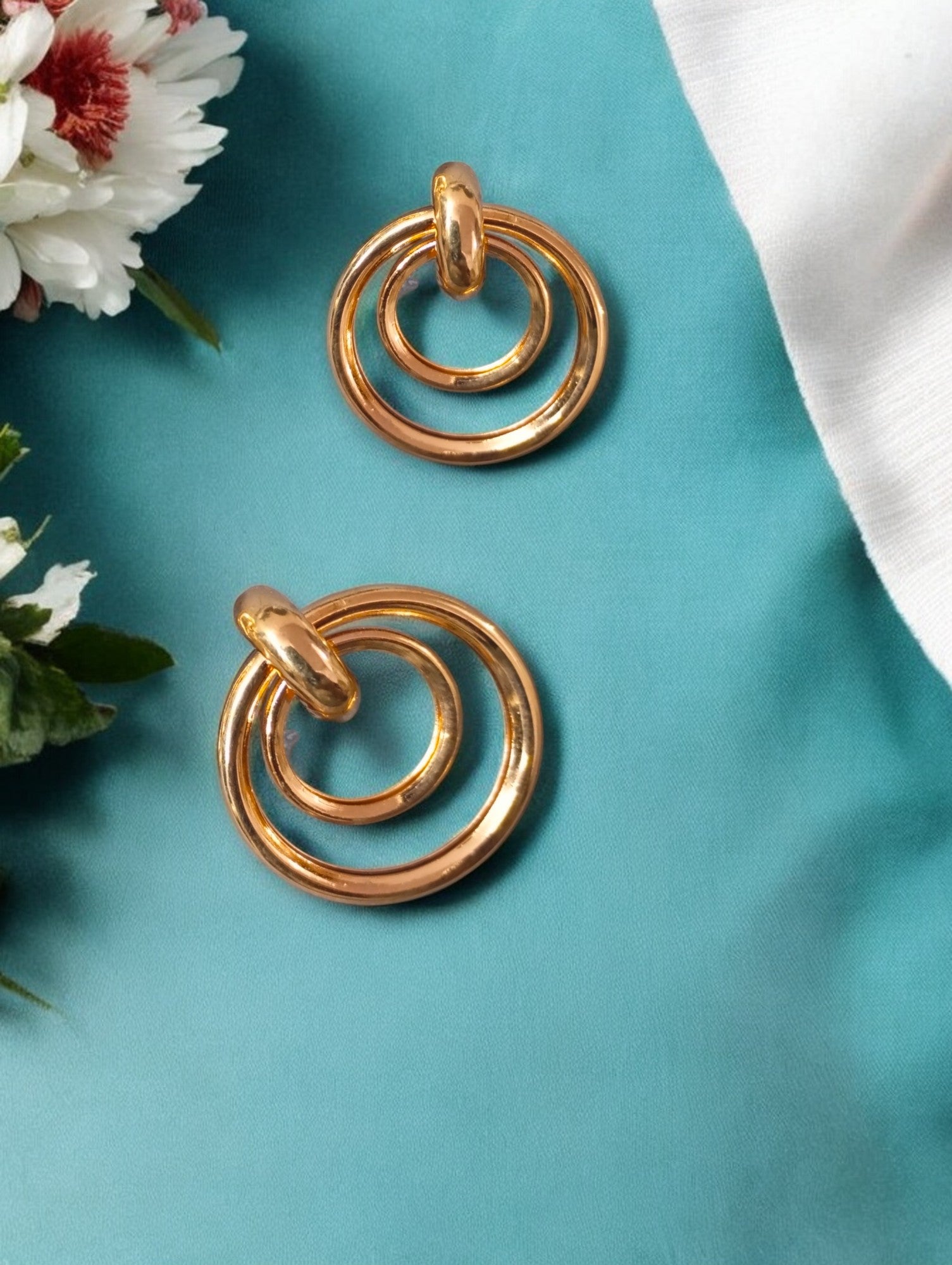 Minimalist Interlinked Gold-Plated Circle Stud - SubhagAlankar