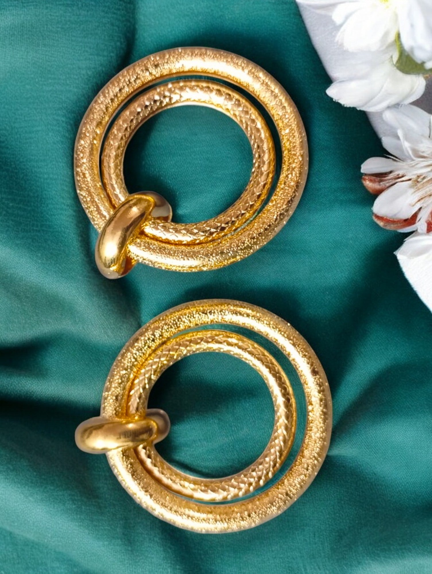 Minimalist Textured Gold-Plated Circle Stud - SubhagAlankar