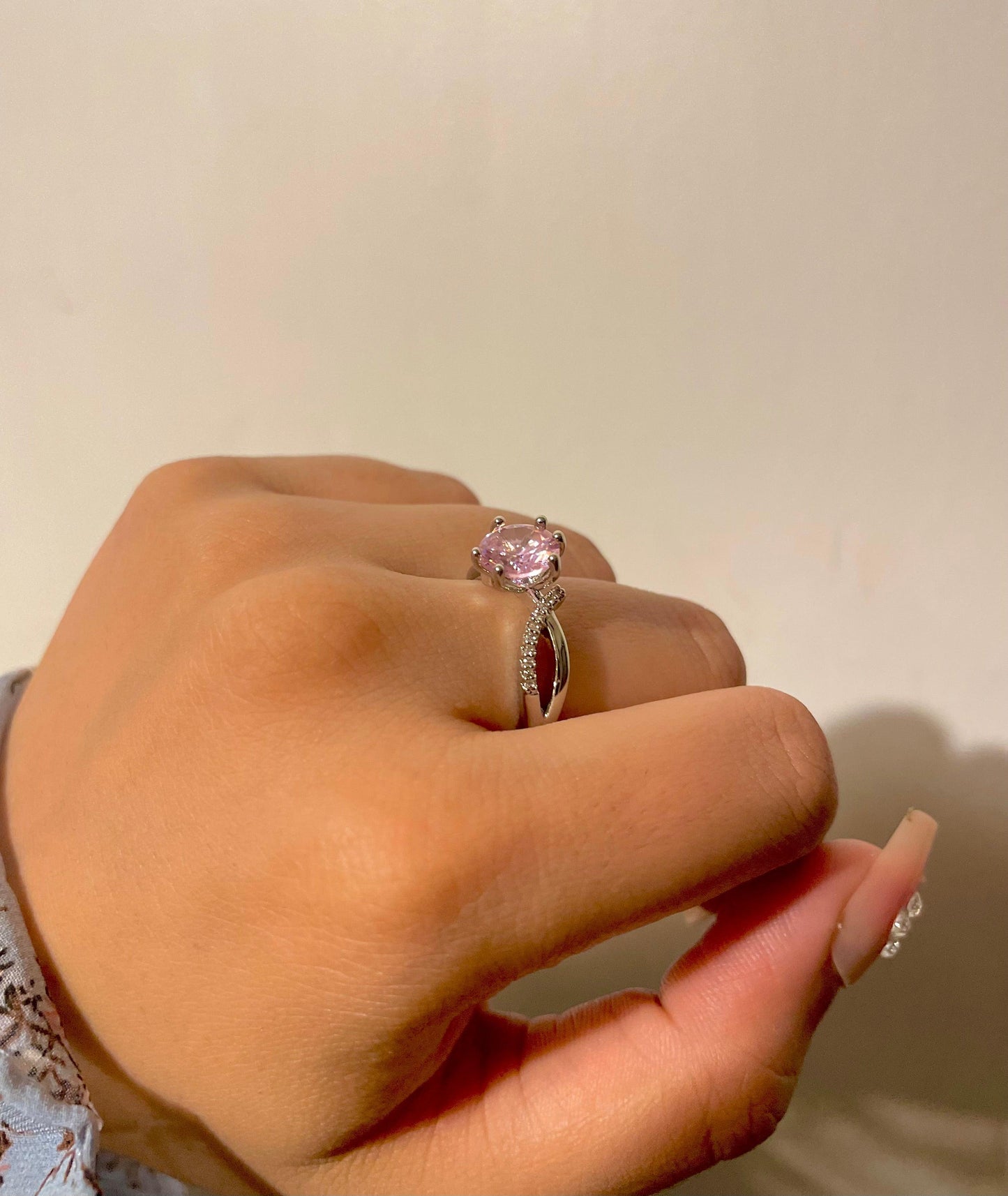 Sweet pink Solitaire - Promise Ring - SubhagAlankar