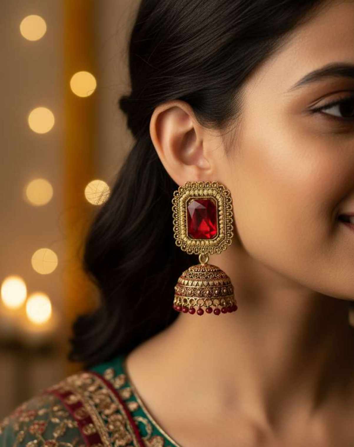 Ruby Stone Jhumka