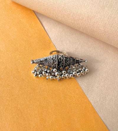 Ghoongroo Boho Silver Ring - SubhagAlankar