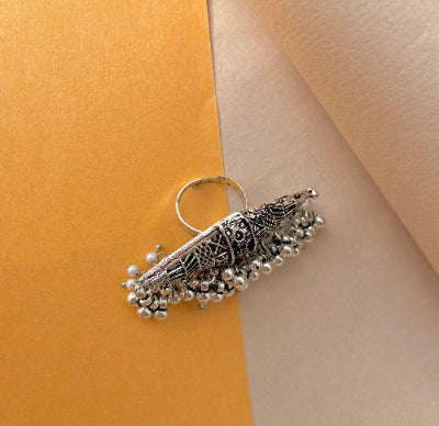 Ghoongroo Boho Silver Ring - SubhagAlankar