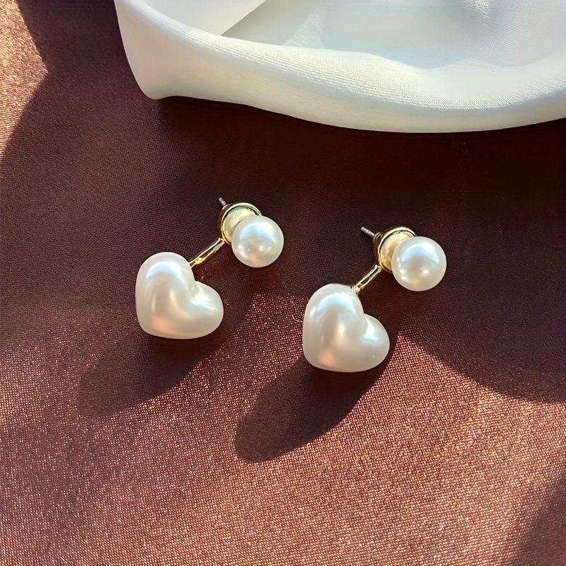 Minimalist Korean Pearl Heart Earring - SubhagAlankar