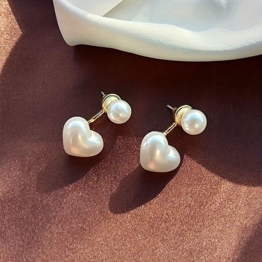 Minimalist Korean Pearl Heart Earring - SubhagAlankar