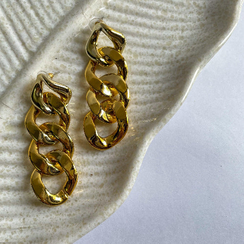 Gold Chunky Chain Earring - SubhagAlankar