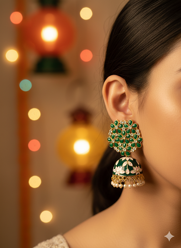 Urvi Stone Meenakari (Dark Green)