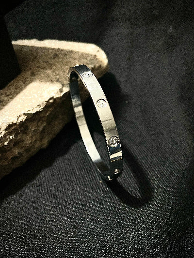 Silver Plated Love Band Men Bracelet - SubhagAlankar
