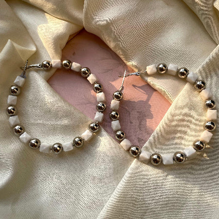 Big Beaded Pearl Hoops - SubhagAlankar