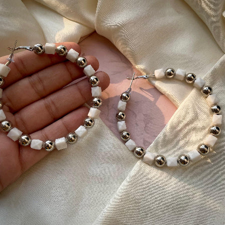 Big Beaded Pearl Hoops - SubhagAlankar