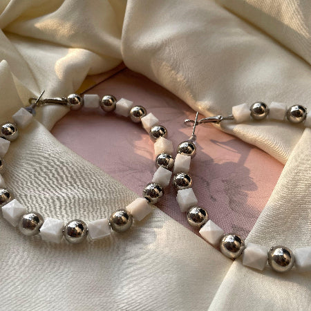 Big Beaded Pearl Hoops - SubhagAlankar