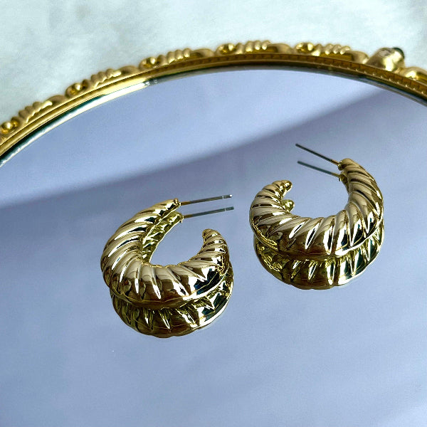 Twisted Horn Gold Tone Earrings - SubhagAlankar