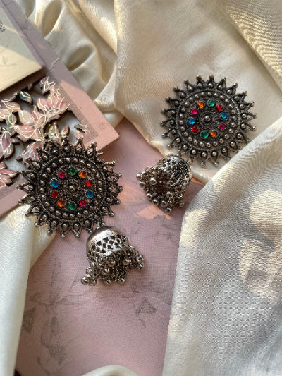 Regal Multi Oxidized Earrings - SubhagAlankar