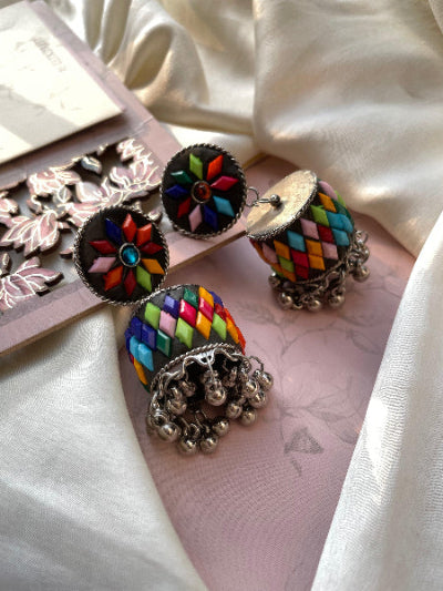 Afghani Oxidised Multi Cylinder Earring - SubhagAlankar