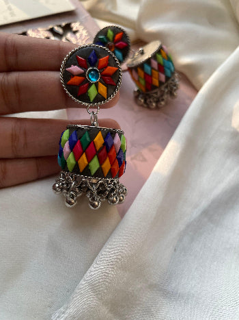 Afghani Oxidised Multi Cylinder Earring - SubhagAlankar