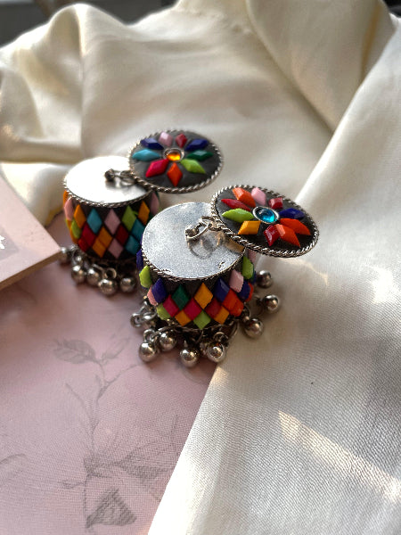 Afghani Oxidised Multi Cylinder Earring - SubhagAlankar