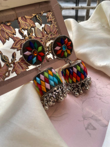 Afghani Oxidised Multi Cylinder Earring - SubhagAlankar