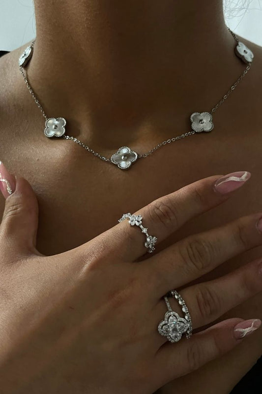 Silver 4 leaf Charm Necklace