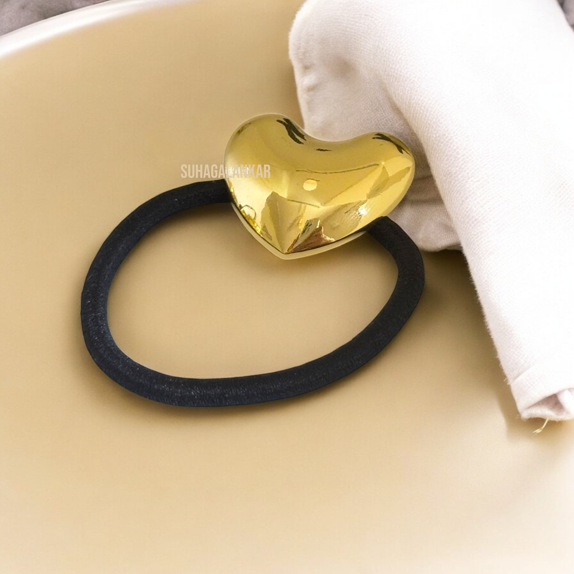 Golden Heart Hair Tie - SubhagAlankar